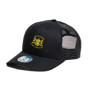 Black mesh cap with yellow Glos logo