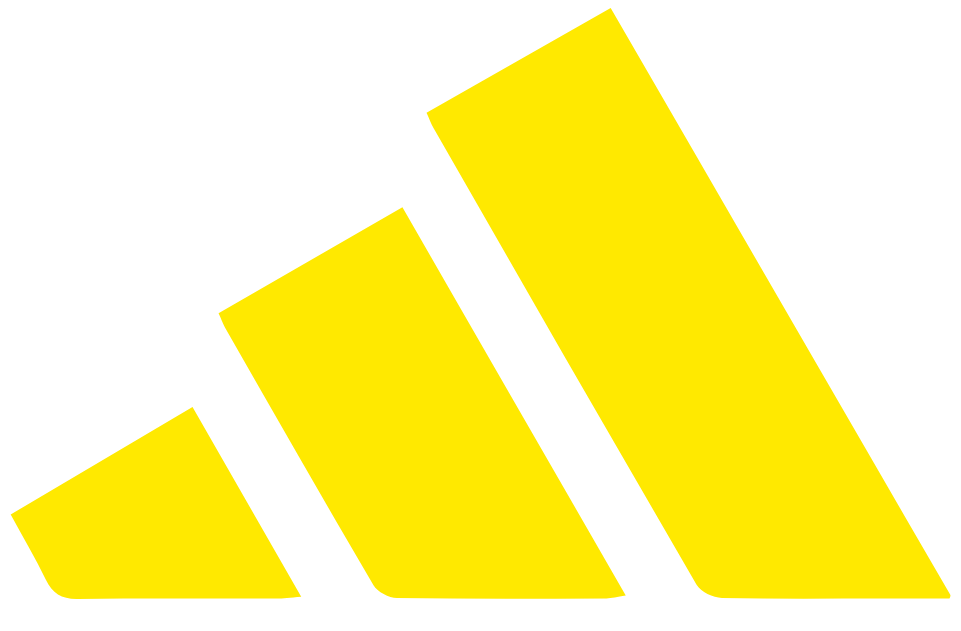 Yellow Adidas logo on a white background